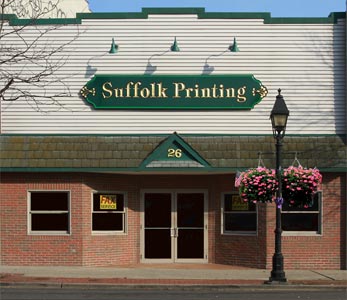 Suffolk Printing's enterance on Main St. Bay Shore New York