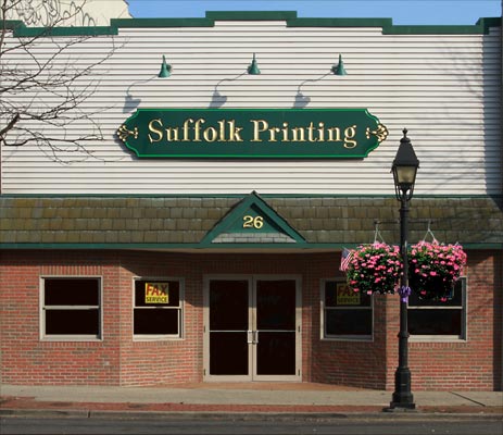 Suffolk Printings Storefront on Main St. Bay Shore, Longs Island, New York